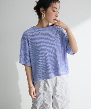 Green Parks ５分袖フリルカットプルオーバー Purple