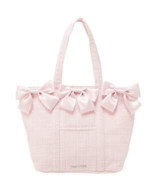 Maison de FLEUR ツイードボリュームリボントートバッグ Pink