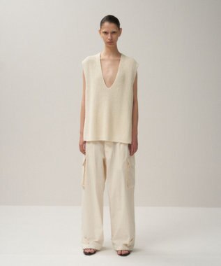 ATON SILK WASHI LILIYARN | Vネックベスト OFF WHITE