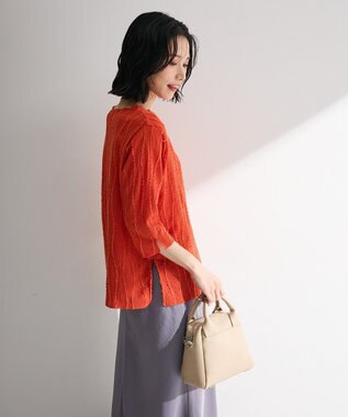 Green Parks ５分袖表面感カットプルオーバー Orange