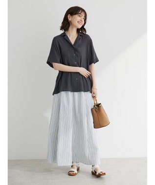 Green Parks ゆったり開襟シャツ Charcoal Gray