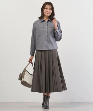 J.PRESS LADIES S 【WEB限定カラーあり】TC ライトタンブラー プリーツ スカート スレート系