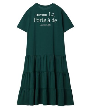 earth music&ecology バックロゴティアードワンピース Green