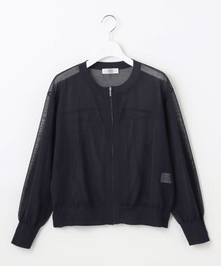 J.PRESS LADIES 【洗える】SHEER LIGHT ニット ブルゾン ネイビー系