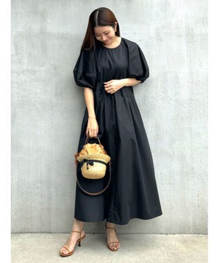 Green Parks ボリューム袖ロングワンピース Black