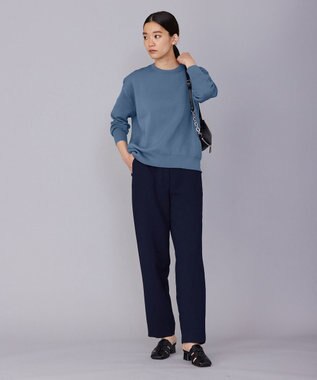 ICB L 【洗える】 ダブルクロスクレープ ストレートパンツ ネイビー系