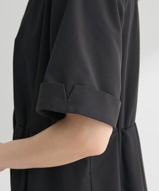 Green Parks サマ見えタックギャザーワンピース Charcoal Gray