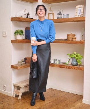 WEGO 【WEB限定/25年秋冬新作/洗濯OK/毛玉レス】ハイネックプルオーバー ブルー