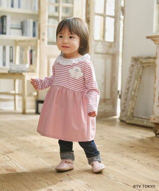 組曲 KIDS 【80-100㎝】シナぷしゅレースカラー チュニック ピンク