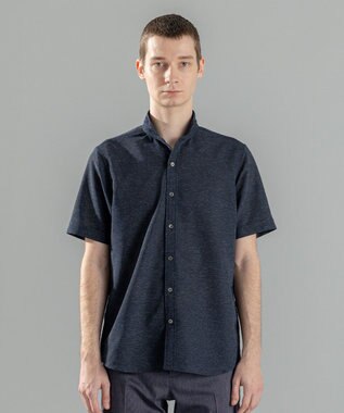 JOSEPH HOMME 新素材【軽量/通気性/清涼感/洗える/ストレッチ】レノクロスストレッチ　ウィングカラー半袖シャツ ネイビー系