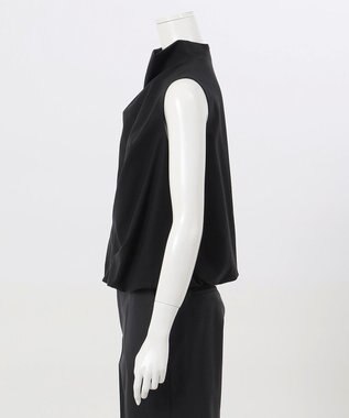 23区 L 【エステータ】コットンダブルクロス ノースリーブブラウス ブラック系