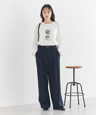 earth music&ecology 【予約】アソートツータックベルトパンツ ネイビー