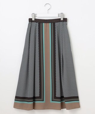 自由区 【洗える】ジオメトリックハートプリント スカート アクア系