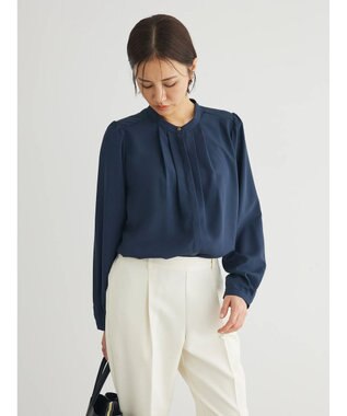 Green Parks ＢＰ　ケア楽　ポイント釦ブラウス Navy