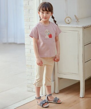 ANY KIDS 水彩風 アニマルプリント Ｔシャツ ピンク×ウサギ