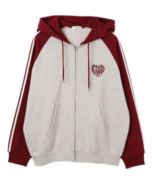 WEGO 【ユニセックス着用ITEM】ラグラングラフィックZIPパーカー ワイン