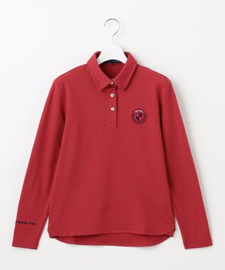 23区GOLF 【WOMEN】スクエアカノコ 長袖 ポロシャツ ワイン系