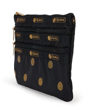 LeSportsac 3ZIP COSMETIC/ゴールドグリッタードッツ ゴールドグリッタードッツ