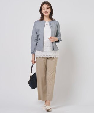 J.PRESS LADIES L レースレイヤードフレア カットソー ホワイト系