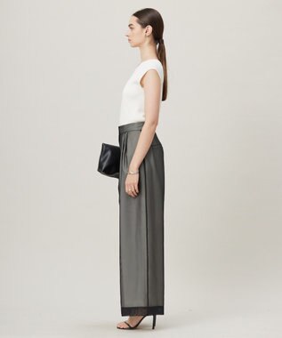 ICB L 【洗える】オーガニックコットンリブ ノースリーブニット オフホワイト系