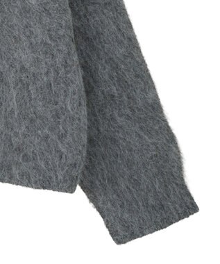 earth music&ecology クルーネックシャギーカーディガン グレー