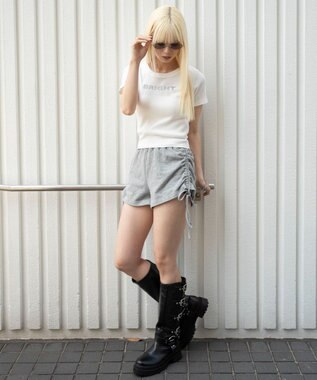 WEGO 【セットアップ対応】サイドドロストスウェットショートパンツ グレーその他