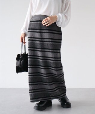 Green Parks ボーダーニットスカート Gray