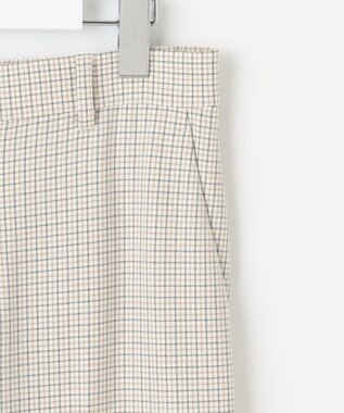 自由区 L TRギャバチェック柄ストレート パンツ オフチェック