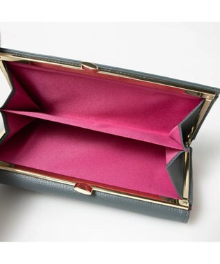 UNBILLION perche カラーコンビレザーかぶせ外がま口長財布 グレー