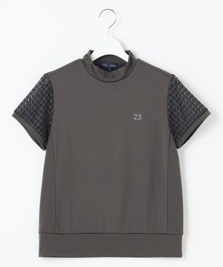 23区GOLF 人気デザインがリバイバル！【WOMEN】レース袖 半袖モックネックシャツ グレー系