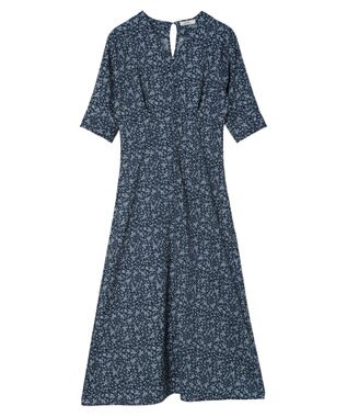 earth music&ecology 小花柄Ｖネックワンピース Navy