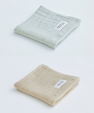 SHINTO TOWEL ランダムガーゼ ハンドタオル2枚セット セージ/ベージュ