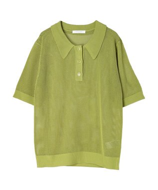 Green Parks メッシュポロ衿ニットプルオーバー Green