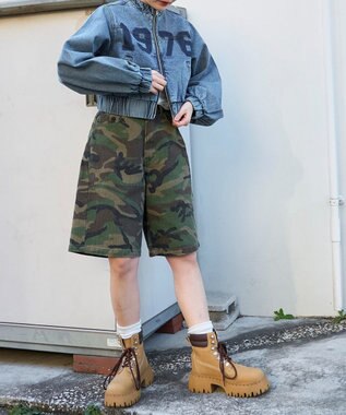 WEGO デニムショートバイカーブルゾン デニム淡加工色