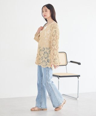 earth music&ecology クロシェ風プルオーバー Light Yellow