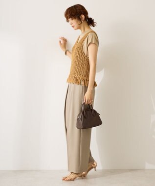 AMERICAN HOLIC 【前後2WAY】フリンジショートベスト Beige