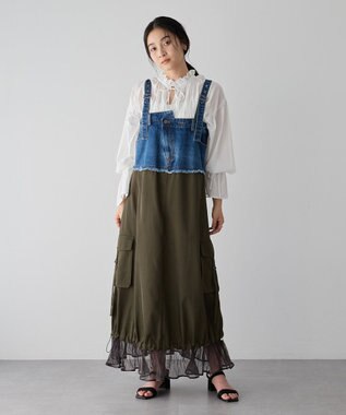 YECCA VECCA シャーリングギャザーリボンブラウス Off White