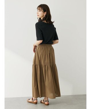 Green Parks 前後２ｗａｙリブ５分袖プルオーバー Black