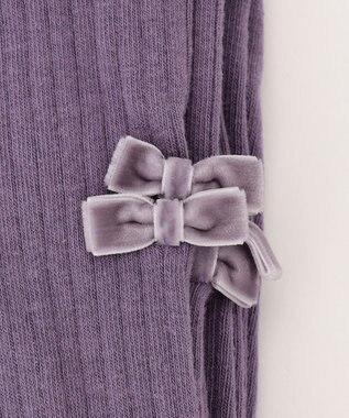 ANY KIDS タイツ（リブ×リボン） パープル