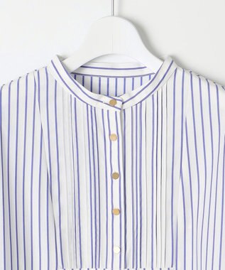 J.PRESS LADIES ストライプジャージー ピンタック カットソー オフベース系