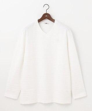 JOSEPH ABBOUD 【キングサイズ・オーガニックコットン】リンクスボーダーTシャツ ホワイト系