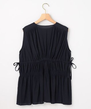 組曲 【先行予約】シアーリンクルクロス ティアードブラウス ネイビー系