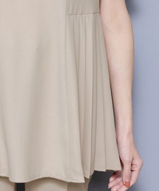 Tiaclasse 【新色追加・洗える】サイドプリーツチュニックブラウス ベージュ