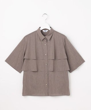 J.PRESS LADIES L 【WEB限定カラーあり・一枚で着映え】ラミーポプリン ティアード シャツ ブラウン系