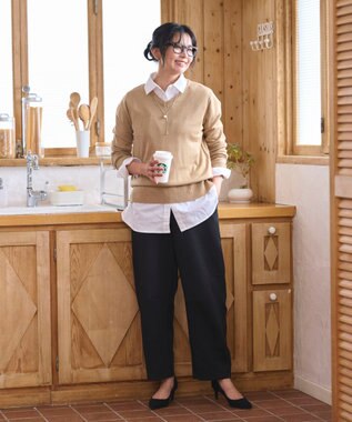 WEGO 【WEB限定/2025年秋冬新作/洗濯OK/毛玉レス/MLXLサイズ展開/オフィス/カジュアル】ベーシックニットセーター ベージュ