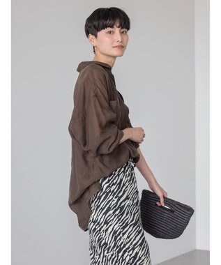 AMERICAN HOLIC シアーＣＯＯＬポケット付きルーズシャツ Brown