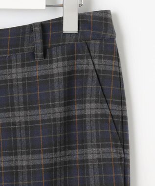 J.PRESS LADIES 【洗える】チェルビックチェック セミワイド パンツ ネイビーチェック系3