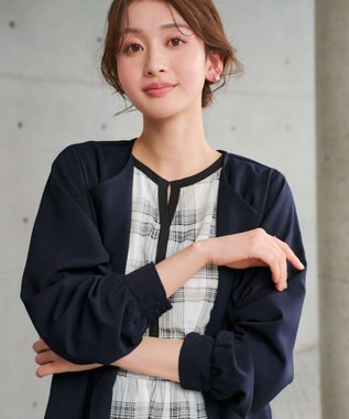 Tiaclasse タックヨーク着流しパフスリ－ブコート ネイビー