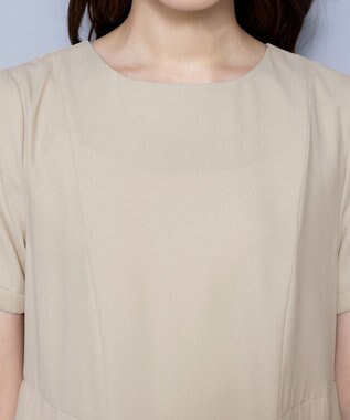 Tiaclasse 【新色追加・洗える】サイドプリーツチュニックブラウス ベージュ