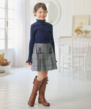 組曲 KIDS 【110-140㎝】グレンチェック キュロット サックスブルー